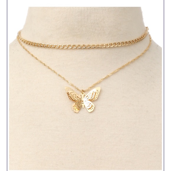 Download Jewelry Gold Layered Butterfly Necklace Poshmark